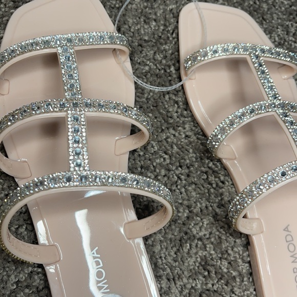 Beige Rhinestone Sandals - Picture 6 of 12